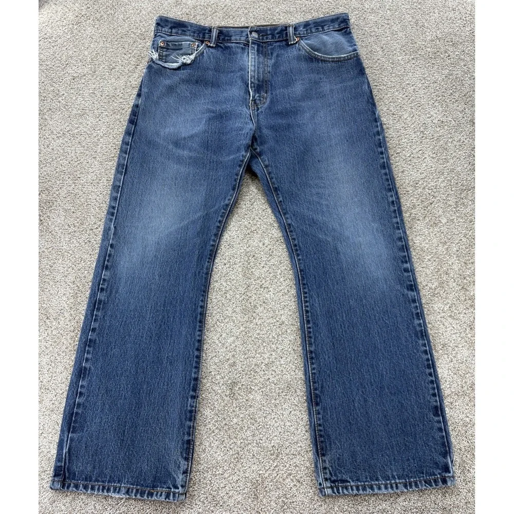 Levis 517 Jeans Mens 36x30 Blue Cotton Denim Workwear Wallet Fade Distressed '17